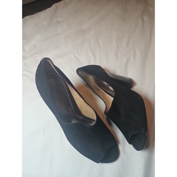 COACH Roslyn Kid Black Suede Open Toe W/Chunky Heel - Women's Size 9 - Picture 2 of 9